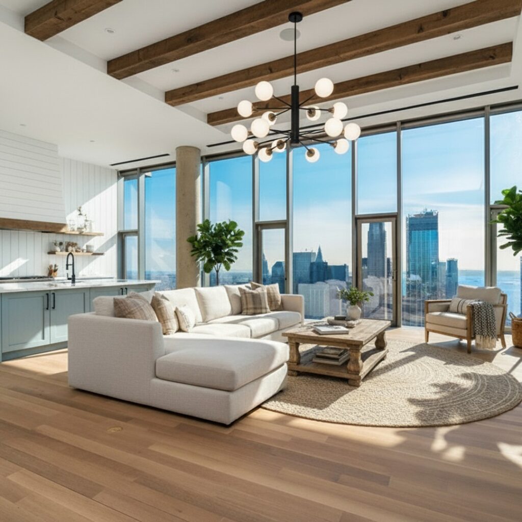 virtual staging AI app AgentFlip AI stages pent house apartment photo